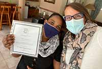 Betty and Mieke after Betty had completed the Home Management Course